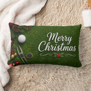 Golf Kerstthema op groen gras Kussen