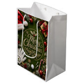 Golf Kerstthema op groen gras Medium Cadeauzakje (Voorkant Gekanteld)
