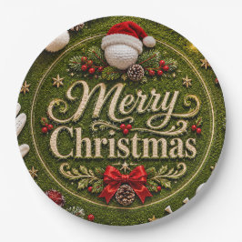 Golf Kerstthema op groen gras Papieren Bordje