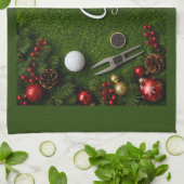 Golf Kerstthema op groen gras Theedoek (Gevouwen)