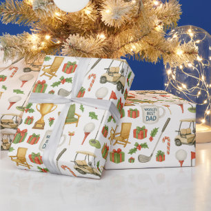 Golf Kerstthema voor Golf Vader Cadeaupapier