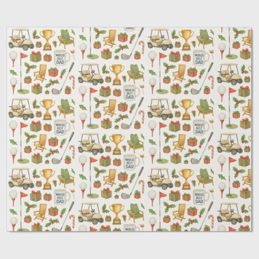 Golf Kerstthema voor Golf Vader Cadeaupapier (Vlak)