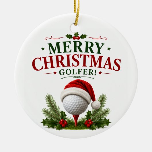 Golf Kerstthema voor golfer Keramisch Ornament (Voorkant)