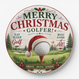 Golf Kerstthema voor golfer Papieren Bordje