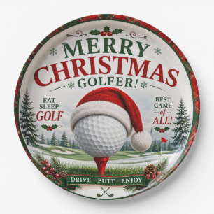 Golf Kerstthema voor golfer Papieren Bordje