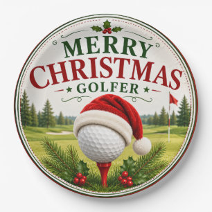 Golf Kerstthema voor golfer Papieren Bordje