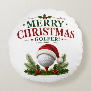 Golf Kerstthema voor golfer Rond Kussen