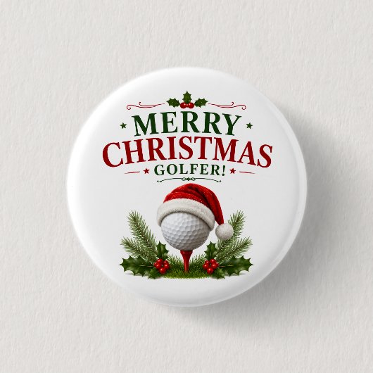 Golf Kerstthema voor golfer Ronde Button 3,2 Cm (Voorkant)