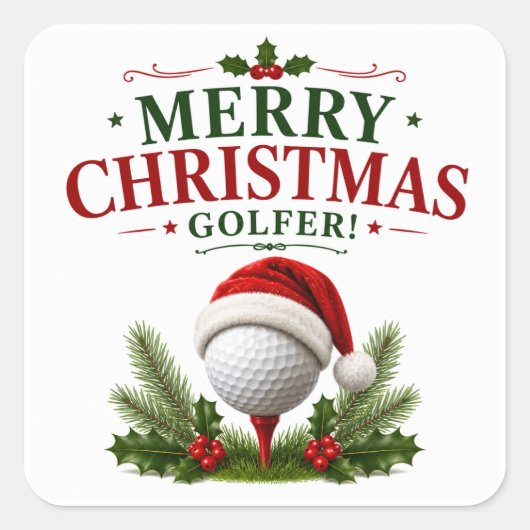 Golf Kerstthema voor golfer Vierkante Sticker (Voorkant)