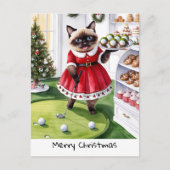 Golf Kerstthema voor Kattenliefhebber Golfer Feestdagenkaart (Voorkant)