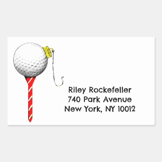 Golf kerstvakantie adreslabels rechthoekige sticker (Voorkant)