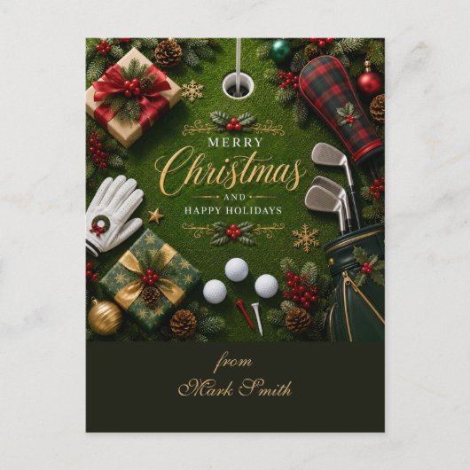 Golf Kerstvakantie Briefkaart (Voorkant)