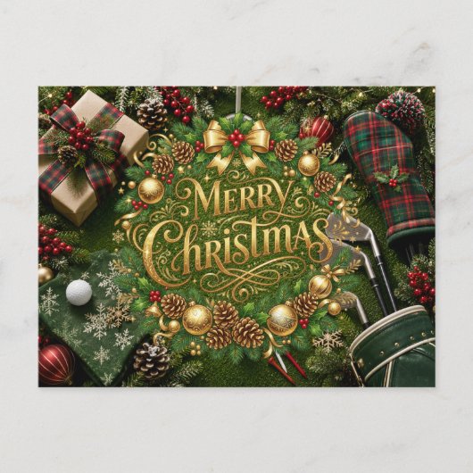 Golf Kerstvakantie Briefkaart (Voorkant)