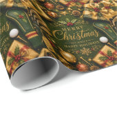 Golf Kerstvakantie Cadeaupapier (Rol Hoek)