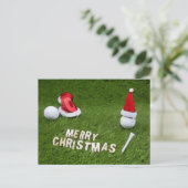 Golf Kerstvakantie en golfbal en Santa Hat Briefkaart (Staand voorkant)