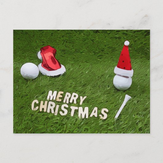Golf Kerstvakantie en golfbal en Santa Hat Briefkaart (Voorkant)