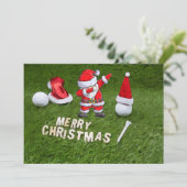 Golf Kerstvakantie en golfbal Kerstman Feestdagenkaart (Staand voorkant)