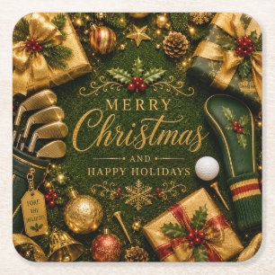Golf Kerstvakantie Kartonnen Onderzetters