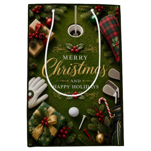 Golf Kerstvakantie Medium Cadeauzakje (Voorkant)