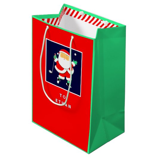 Golf Kerstvakantie Medium Cadeauzakje (Voorkant Gekanteld)