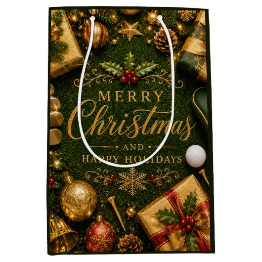 Golf Kerstvakantie Medium Cadeauzakje (Voorkant)