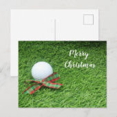 Golf Kerstvakantie met golfbal en lint Briefkaart (Voorkant / Achterkant)