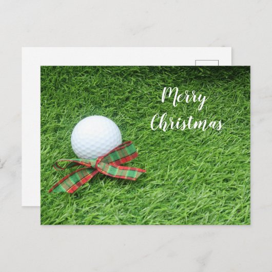 Golf Kerstvakantie met golfbal en lint Briefkaart (Voorkant / Achterkant)