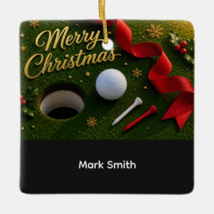 Golf Kerstvakantie met golfbal voor golfer Keramisch Ornament