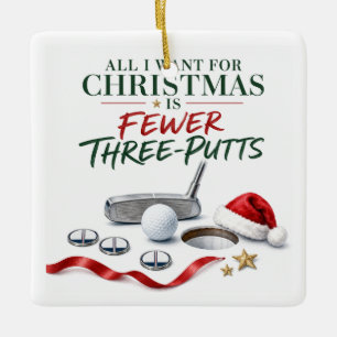 Golf Kerstvakantie met golfbal voor golfer   Keramisch Ornament