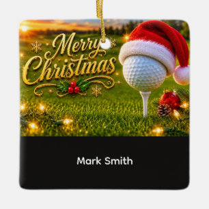 Golf Kerstvakantie met golfbal voor golfer Keramisch Ornament