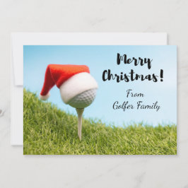 Golf Kerstvakantie met kerstman hoed op golfbal Feestdagenkaart