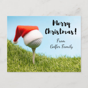 Golf Kerstvakantie met kerstmuts op golfbal Feestdagenkaart