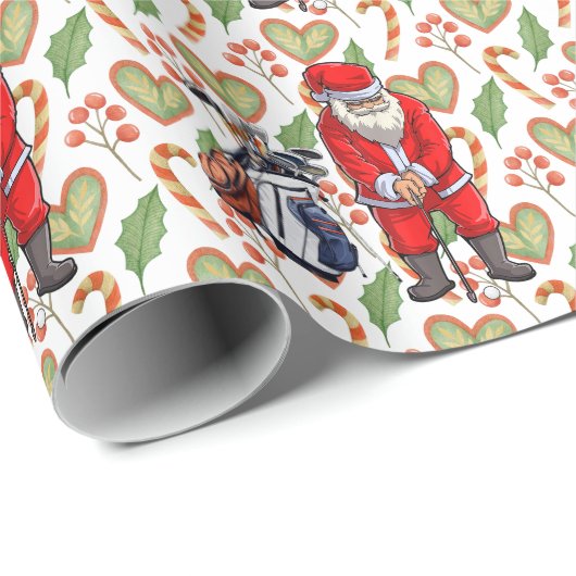 Golf Kerstvakantie met Santa Golfing Cadeaupapier (Rol Hoek)
