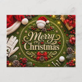 Golf Kerstvakantie thema op groen gras Briefkaart
