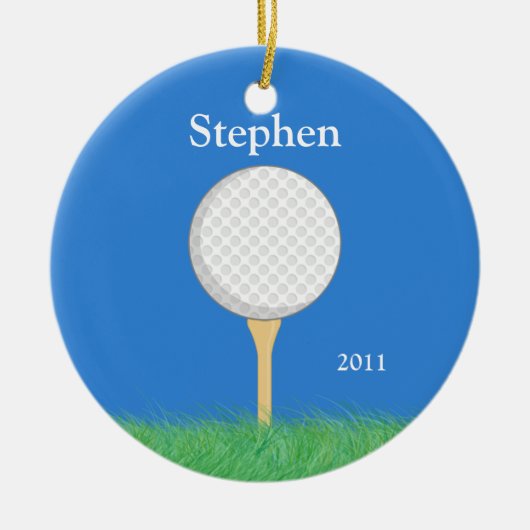 Golf-kerstversiering Keramisch Ornament (Voorkant)