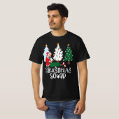 Golf-kerstvierkant met kerstman bij de kerstboom t-shirt (Voorkant volledig)