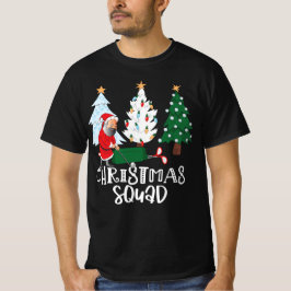 Golf-kerstvierkant met kerstman bij de kerstboom t-shirt