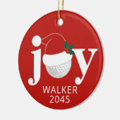 Golf Kerstvreugde Persoonlijke Naam Modern Rood Keramisch Ornament (Links)