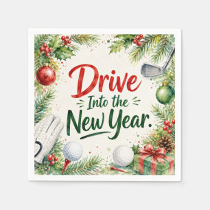Golf Kerstwensen Typografie Watercolor Design Servet