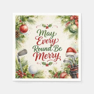 Golf Kerstwensen Typografie Watercolor Design Servet