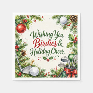 Golf Kerstwensen Typografie Watercolor Design Servet