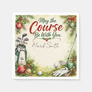 Golf Kerstwensen Typografie Watercolor Design Servet