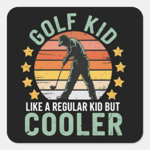 Golf Kids Grappige Jonge Golfer & Golf Liefhebber  Vierkante Sticker