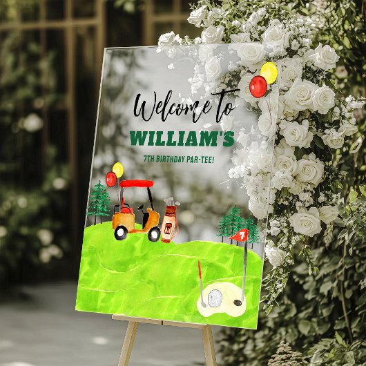 Golf Kids Verjaardag Par-T-shirt Welkom Acryl Bord