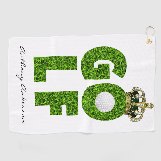 Golf King Crown Monogram Golfhanddoek (Horizontaal)