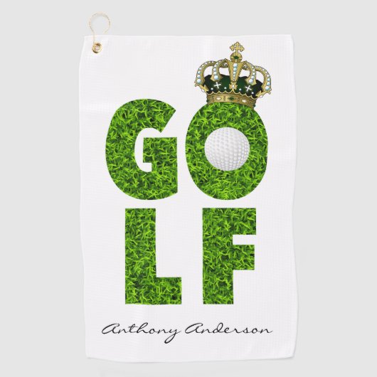 Golf King Crown Monogram Golfhanddoek (Voorkant)