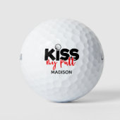 Golf Kiss My Putt Funny Modern Persoonlijke Naam Golfballen (Voorkant)