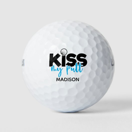 Golf Kiss My Putt Funny Modern Persoonlijke Naam Golfballen (Voorkant)