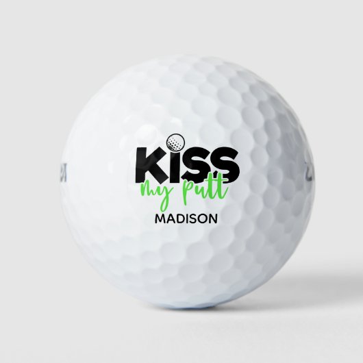 Golf Kiss My Putt Funny Modern Persoonlijke Naam Golfballen (Voorkant)