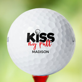 Golf Kiss My Putt Funny Modern Persoonlijke Naam Golfballen